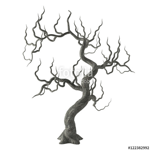 500x500 Spooky Gnarled Halloween Tree With Long Bare Branches Isolated