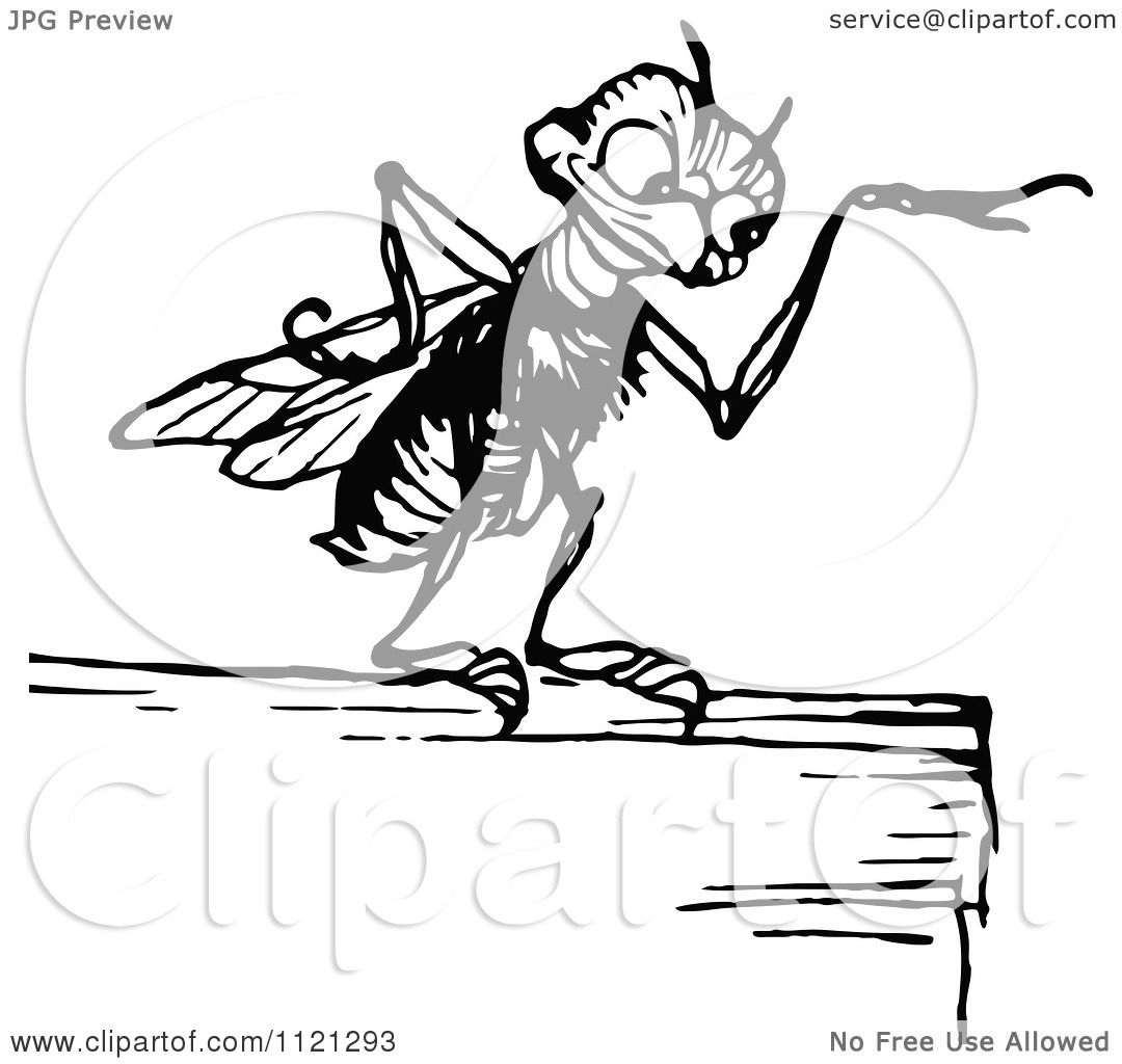 1080x1024 Clipart Of A Retro Vintage Black And White Gnat Pointing