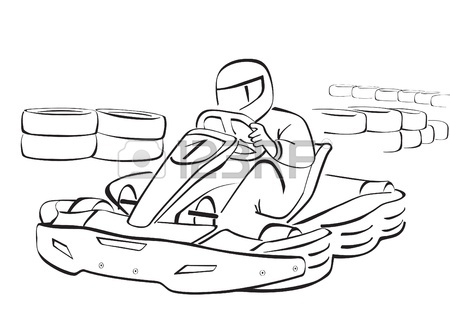 450x318 Go Kart, Black And White Illustration Royalty Free Cliparts