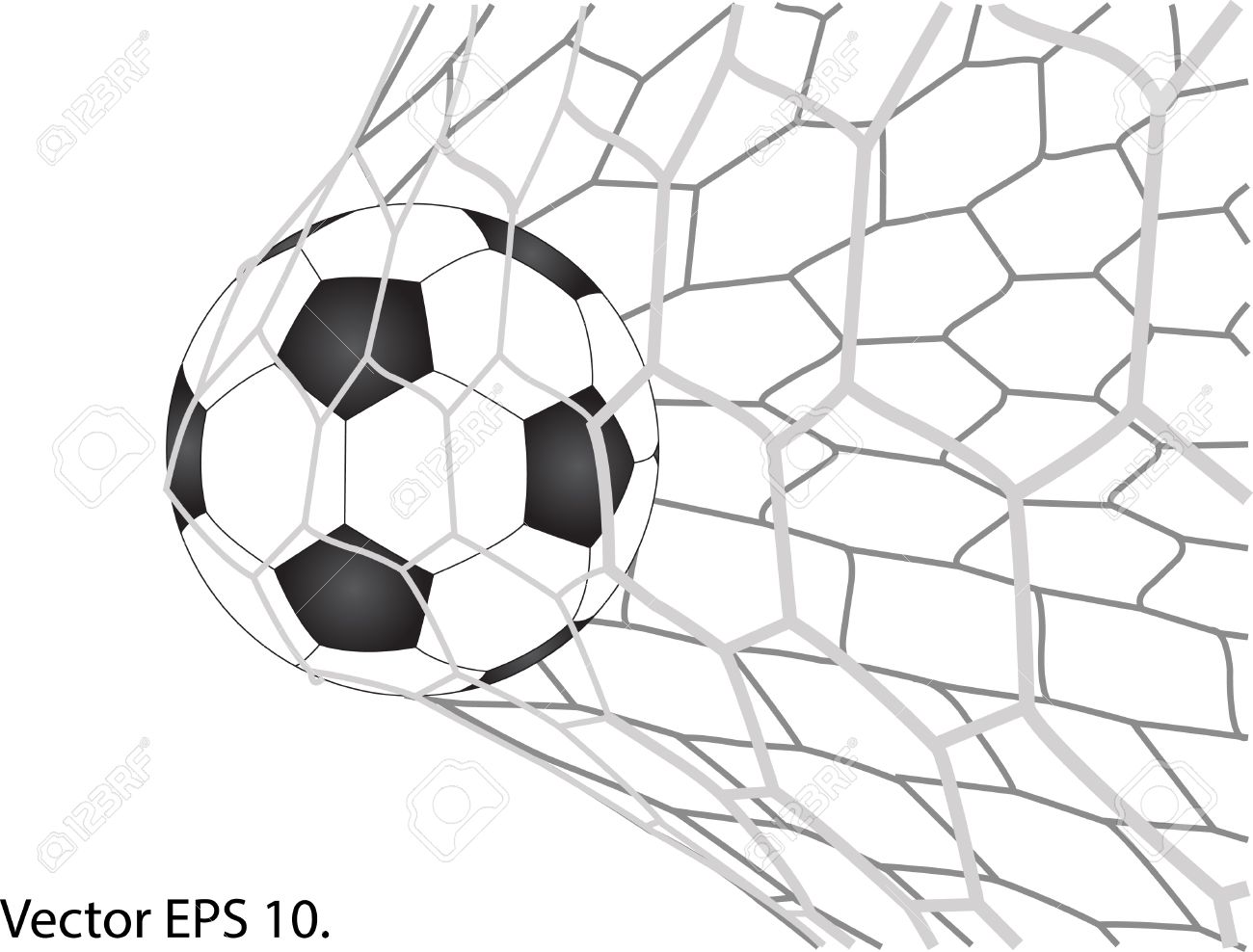 1300x988 Soccer Football In Goal Net Royalty Free Cliparts, Vectors,