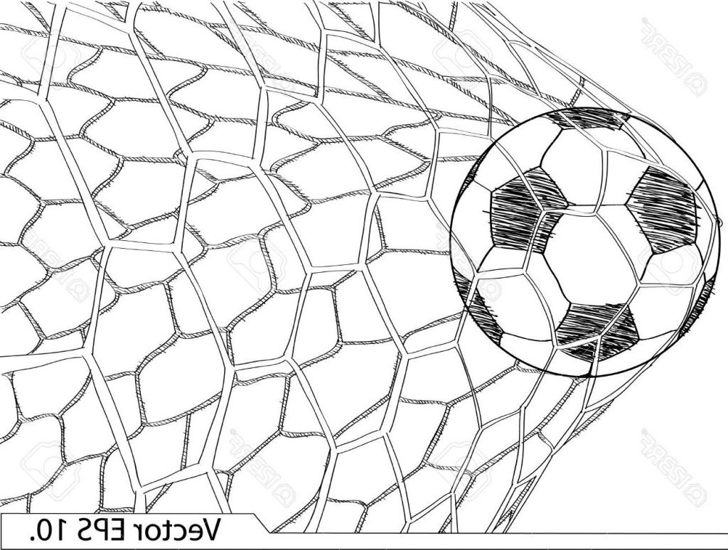 1024x774 Best Free Soccer Football In Goal Net Vector Sketched Up Eps Drawing