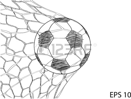 450x341 Soccer Football In Goal Net Sketched Up Royalty Free Cliparts