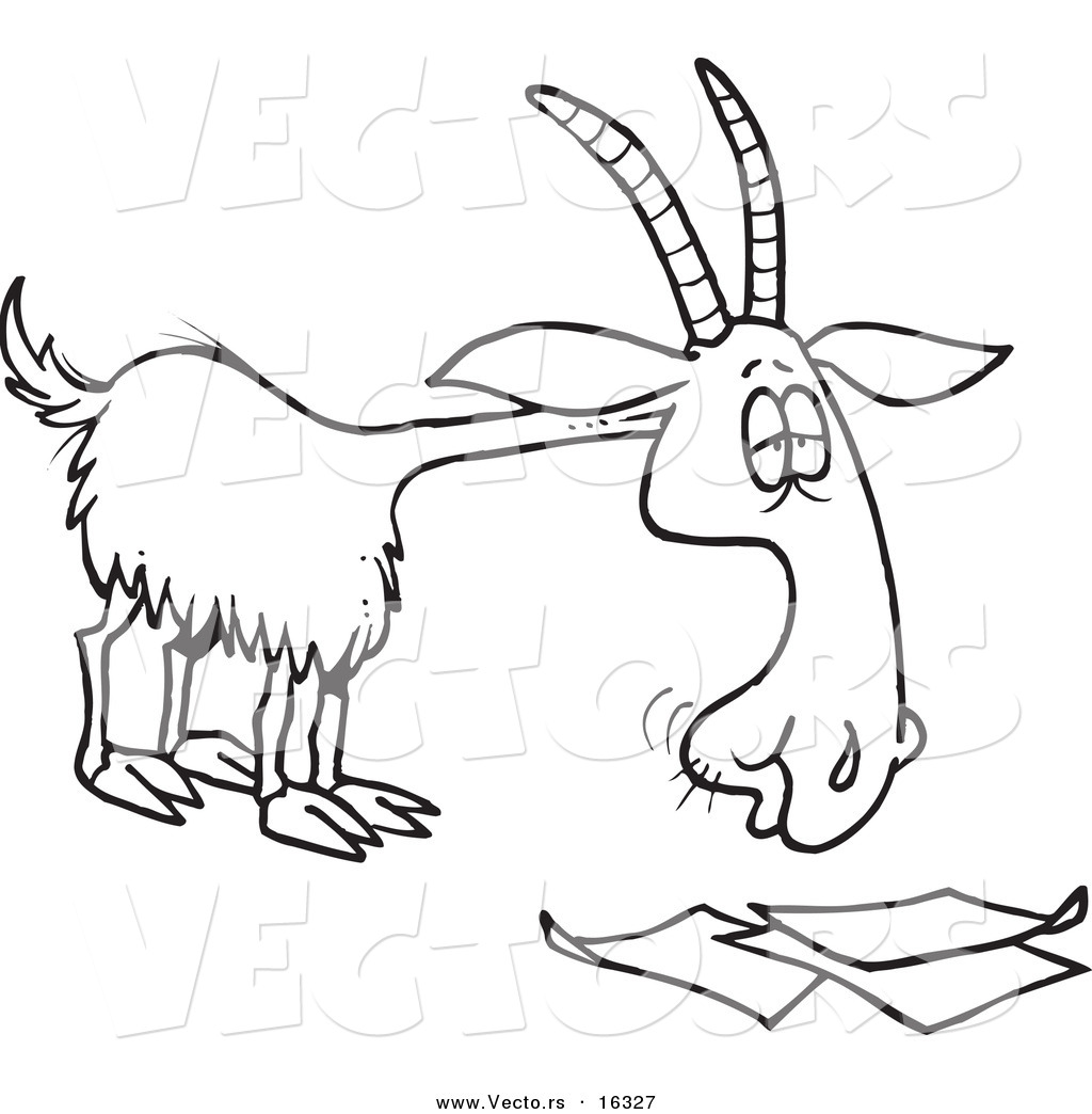 1024x1044 Vector Of A Cartoon Goat Eating Paperwork