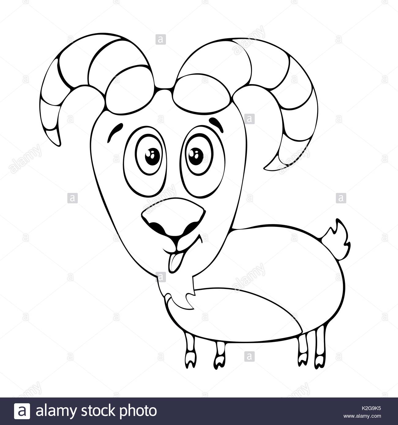 1300x1390 Cartoon Funny Goat For Coloring Book Isolated On White Background