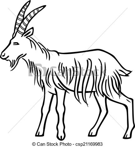433x470 Vector Drawing Of A Billy Goat With Straight Horns And Long