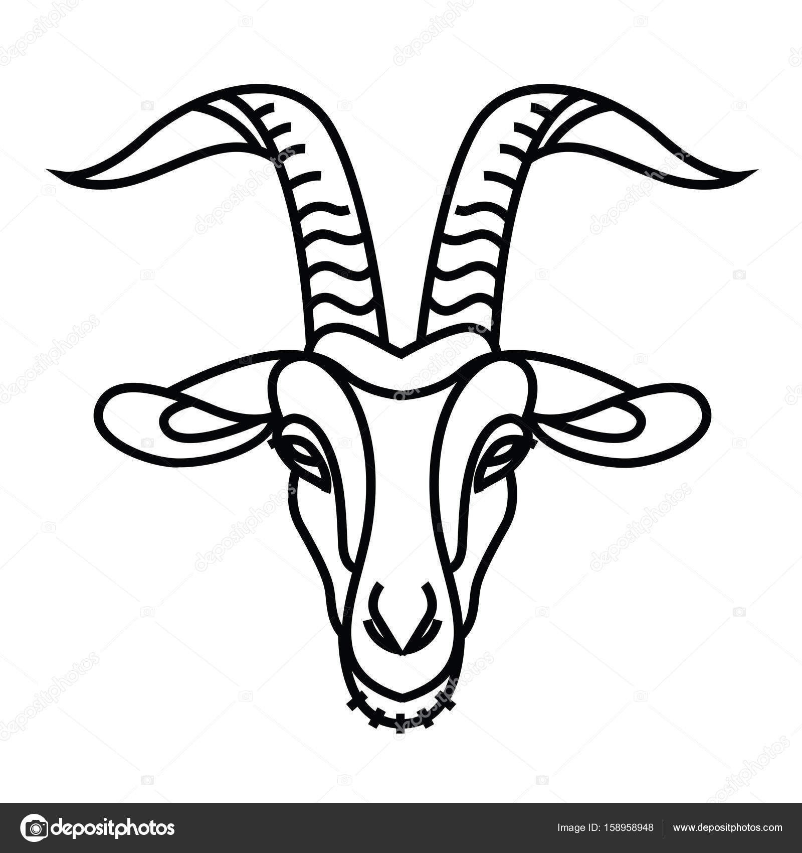 1600x1700 Linear Stylized Drawing Goat's Head Stock Vector Annasuchkova
