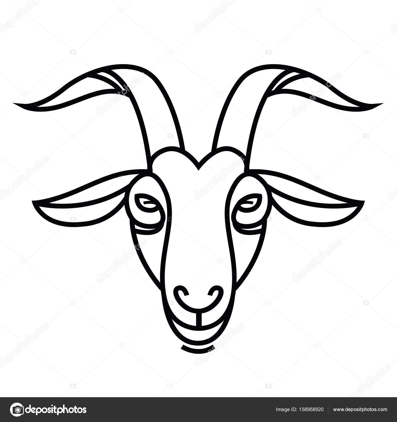 1600x1700 Linear Stylized Drawing Goat's Head Stock Vector Annasuchkova