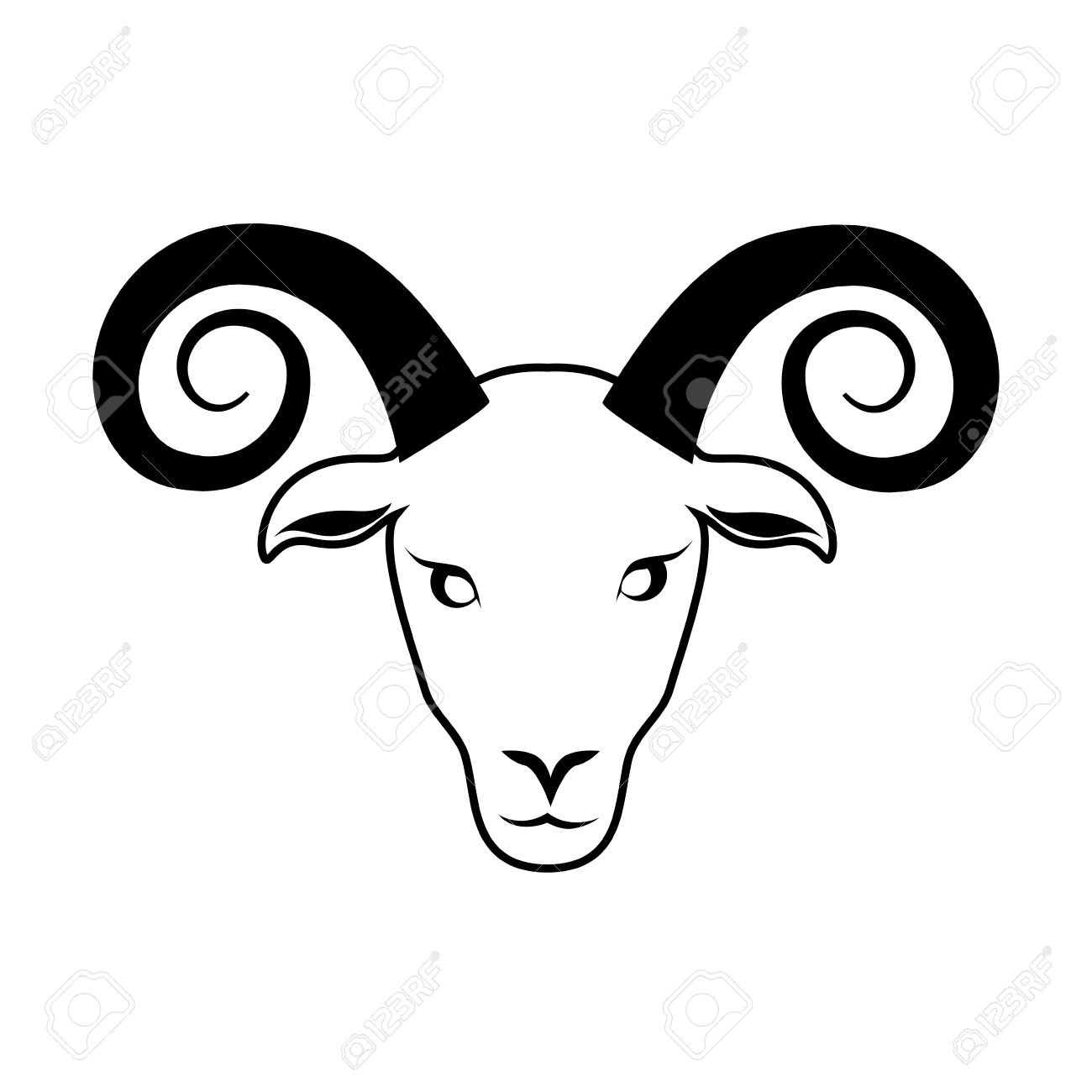 1300x1300 Ram Goat Head Tribal Face Emblem Zodiac Vector Graphic Isolated