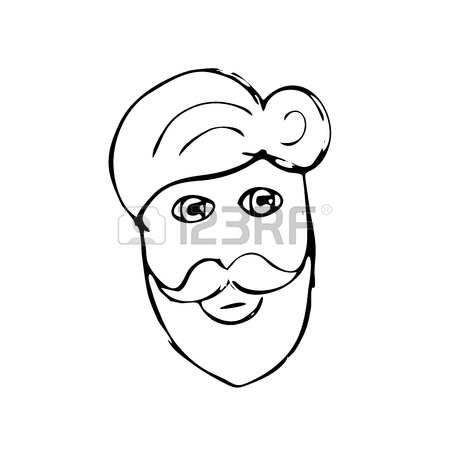 450x450 Hand Drawn Mustache Beard And Hair Style. Royalty Free Cliparts