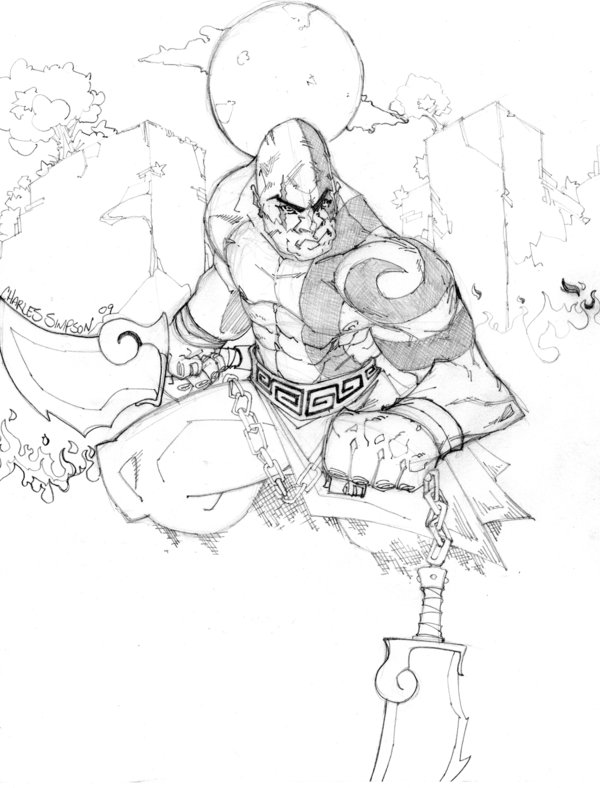 600x788 Kratos From God Of War By Charlessimpson