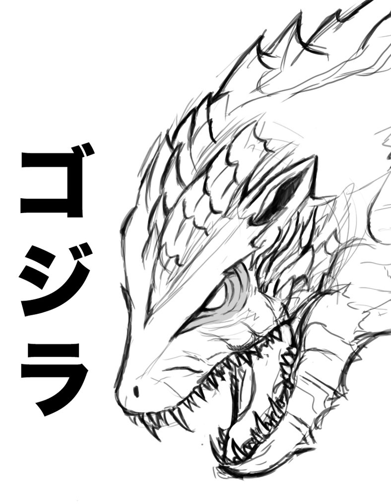 788x1015 Godzilla Head Sketch By Oceanscented