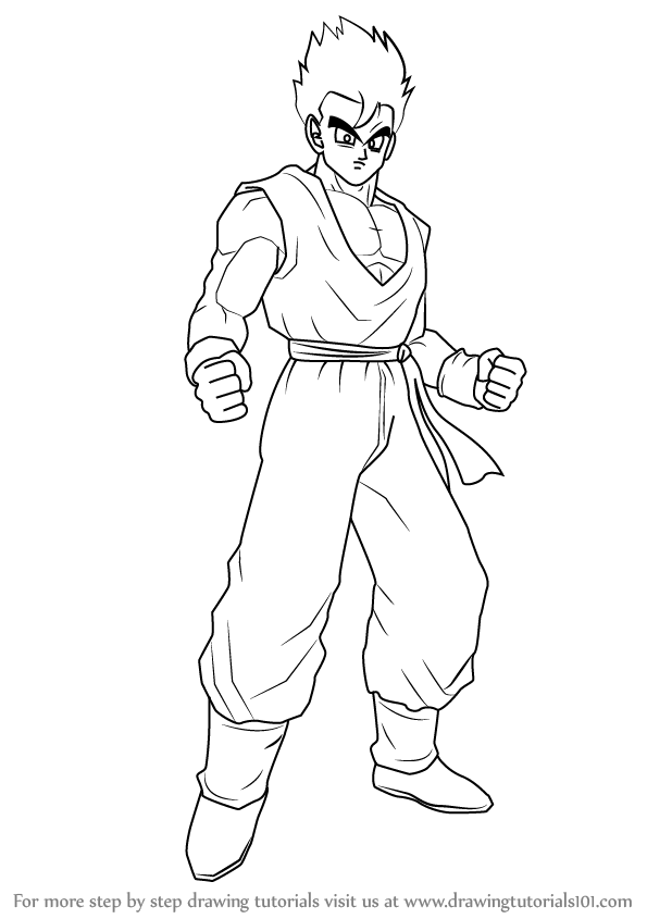 595x845 Learn How To Draw Son Gohan From Dragon Ball Z (Dragon Ball Z