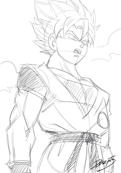 400x572 Son Goku Ssj Sketch By Dibizyota