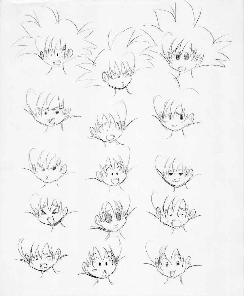 847x1027 Goku Face Expression Sketches By Chuquita