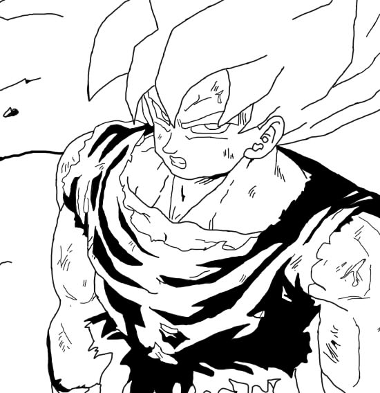 550x568 Goku Ssj1 First Appearance Re Draw (Black White) By Burnssybie