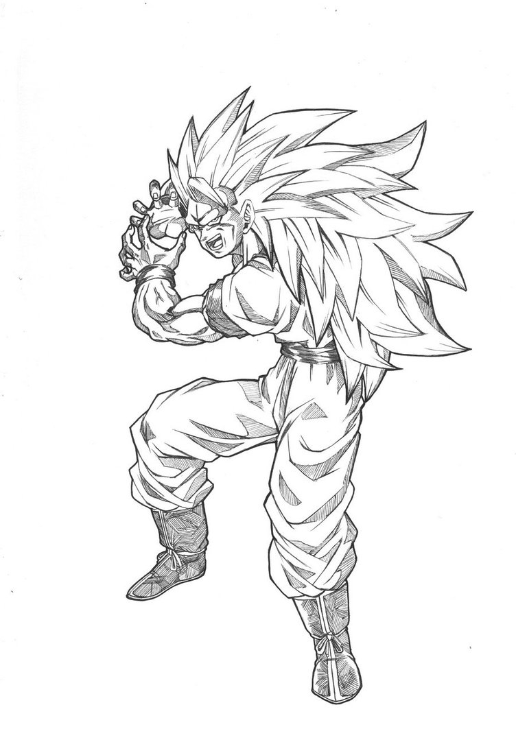 Drawing Goku SSJ3 - Super Saiyan 3 