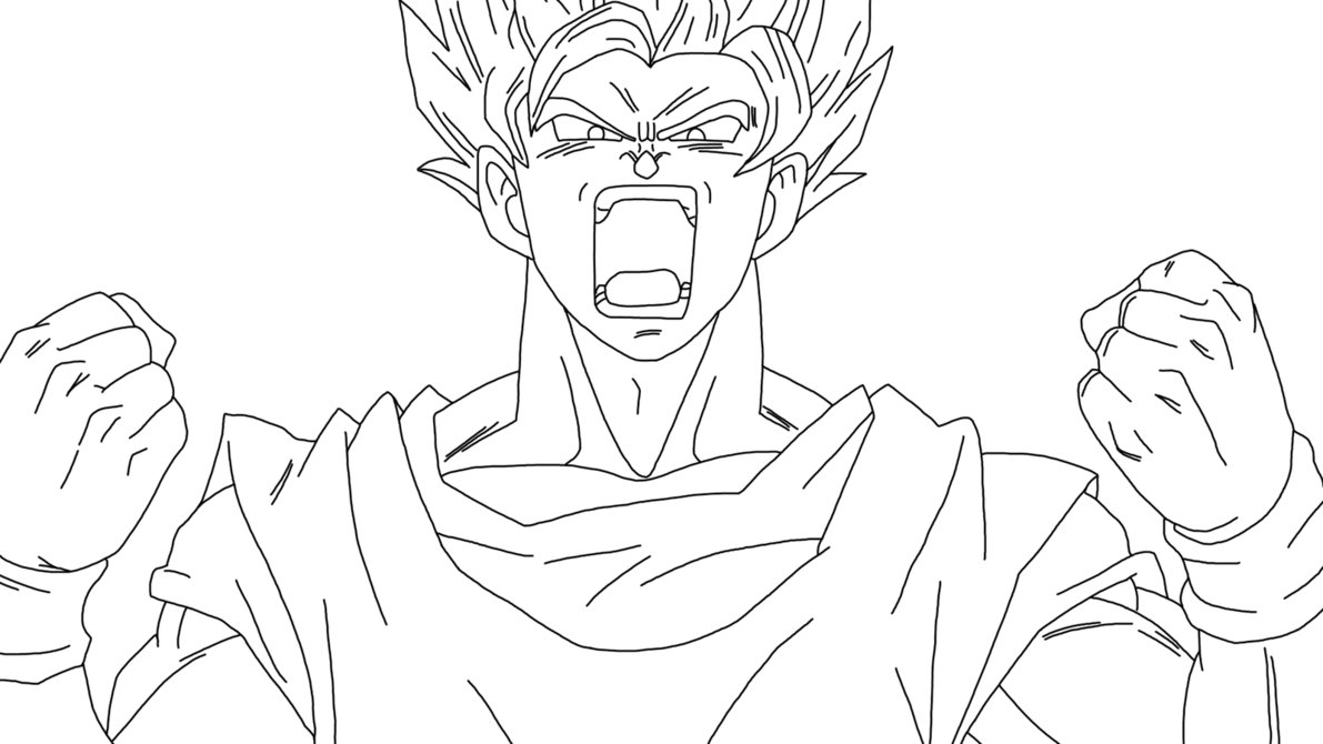 1191x670 Goku Ssj2 Powerup (Lineart) By Dragonballaffinity