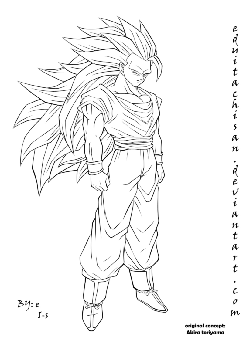 800x1127 Goku Ssj3 Lineart By Eduitachisan