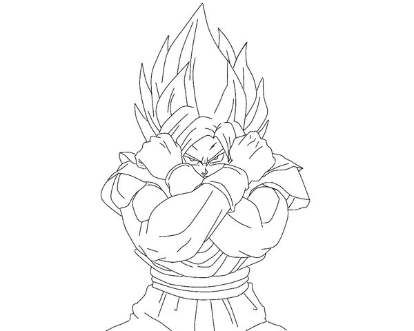 600x480 Super Saiyan Goku Lineart 2 By Duskoy