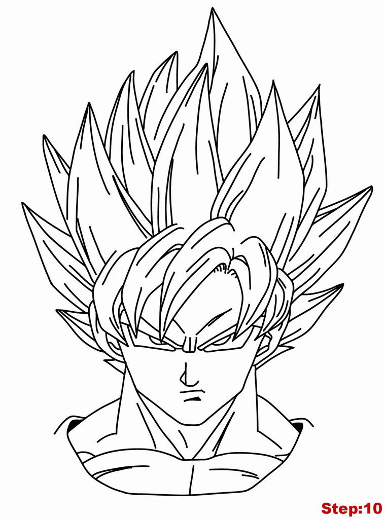 759x1024 Drawing Goku Super Saiyan From Dragonball Z Tutorial Step 10 Dbz