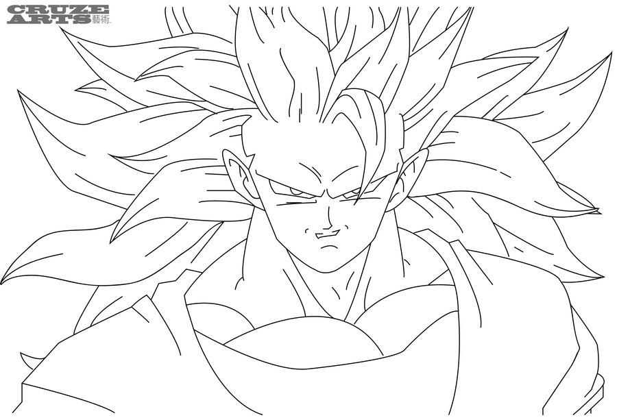 900x613 Goku Super Saiyan 3 Line Work By Cruzemissile
