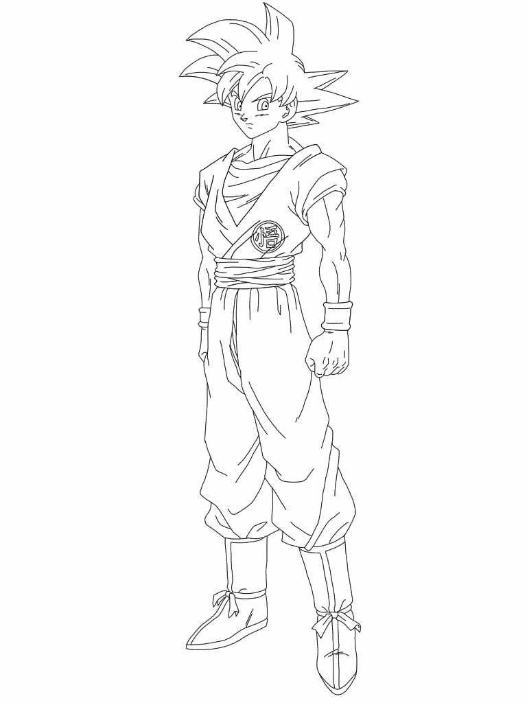 768x1024 Super Saiyan God Goku Lineart By Delvallejoel