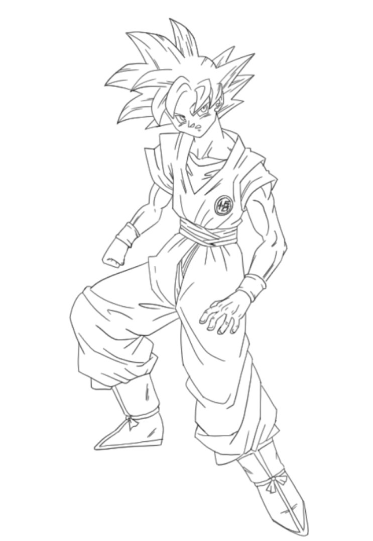 743x1075 Son Goku Super Saiyan God Lineart By Thedragon97