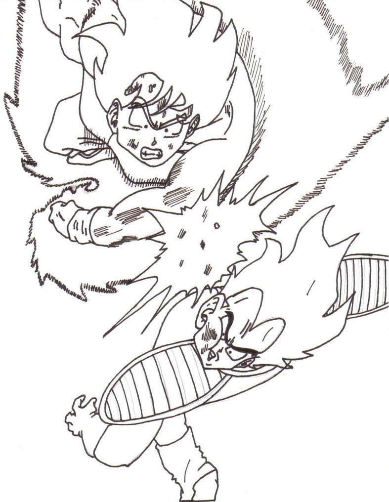 787x1016 Goku Vs Vegeta By Smelly Fairy