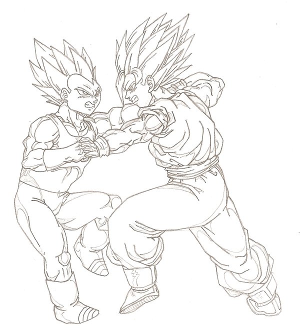 600x656 Goku Vs. Vegeta By The Z Fighters