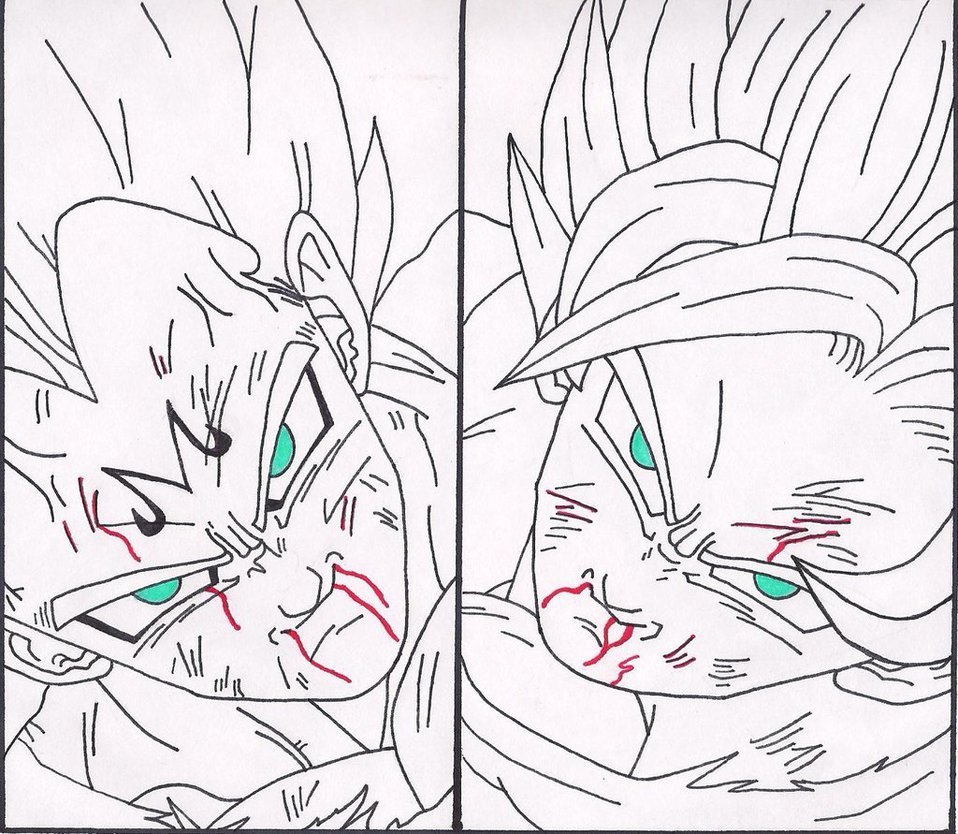 958x834 Majin Vegeta Vs Goku By Leaxed