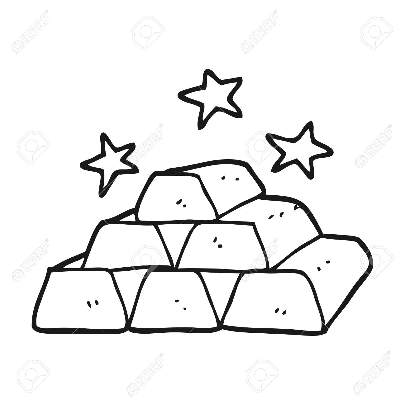 1300x1300 Freehand Drawn Black And White Cartoon Bars Of Gold Royalty Free