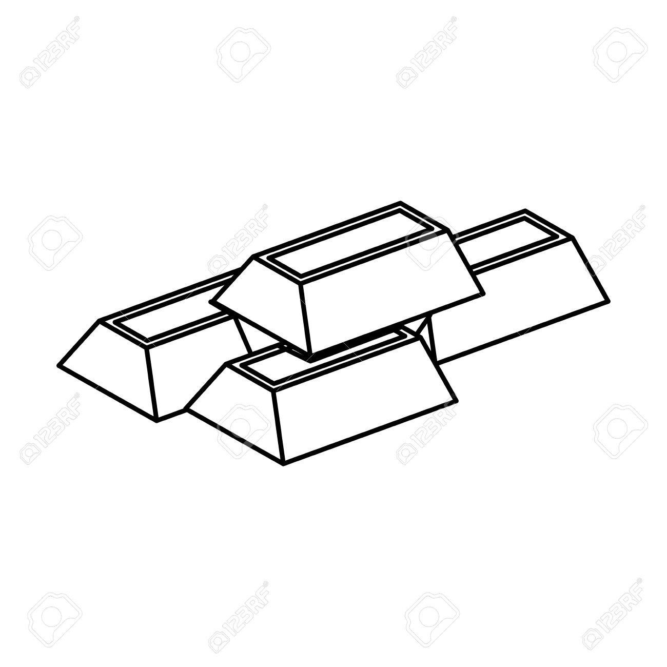 1300x1300 Ingots Gold Bars Vector Icon Illustration Graphic Design. Royalty