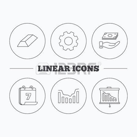 450x450 Save Money, Dynamics Chart And Statistics Icons. Gold Bar Linear