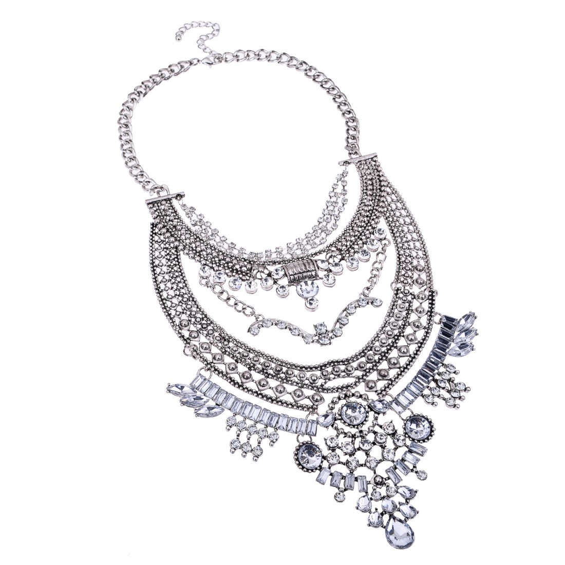 1100x1100 Ethnic Vintage Style Gold Silver Chain Rhinestone Crystal Bib