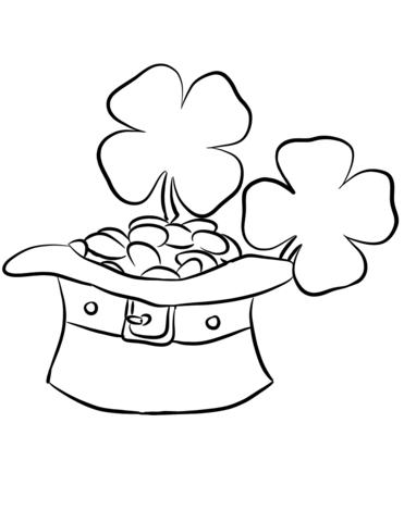 371x480 Leprechaun Hat And Gold Coins Coloring Page From St. Patrick's Day