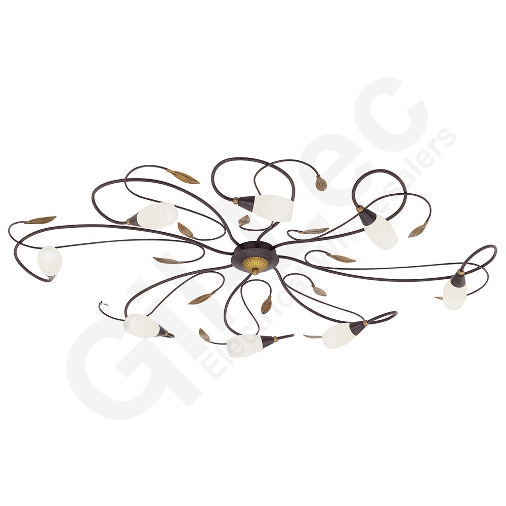 1000x1000 Eglo 90698 Gerbera 1 Antique Brown And Gold Leaf Ceiling Light