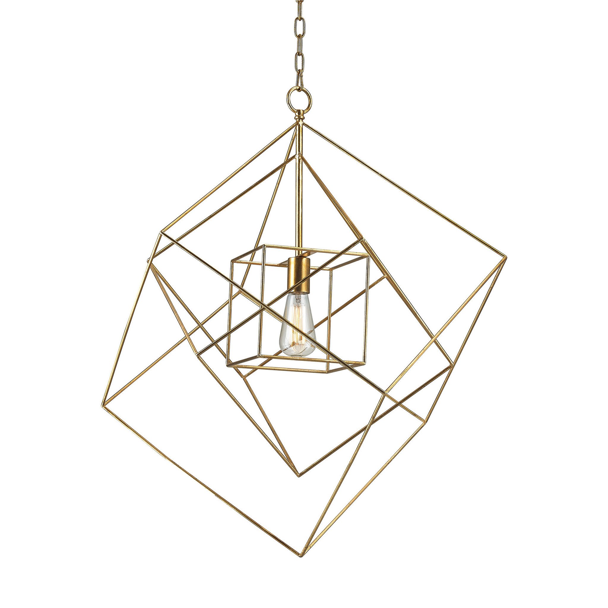 2048x2048 Large Neil 1 Light Box Pendant In Gold Leaf Design By Bd Fine