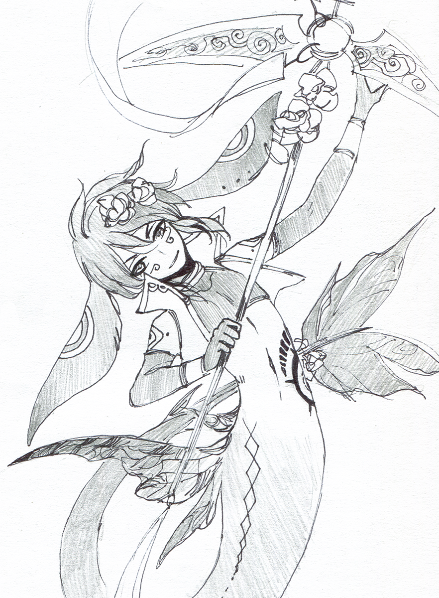 882x1200 Semi Chibi Rare Gold Scythe Tamanair Sketch By Polis Adopts
