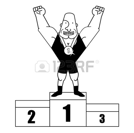 450x447 Sportsman Standing On Podium With Gold Medal On His Neck. Vector