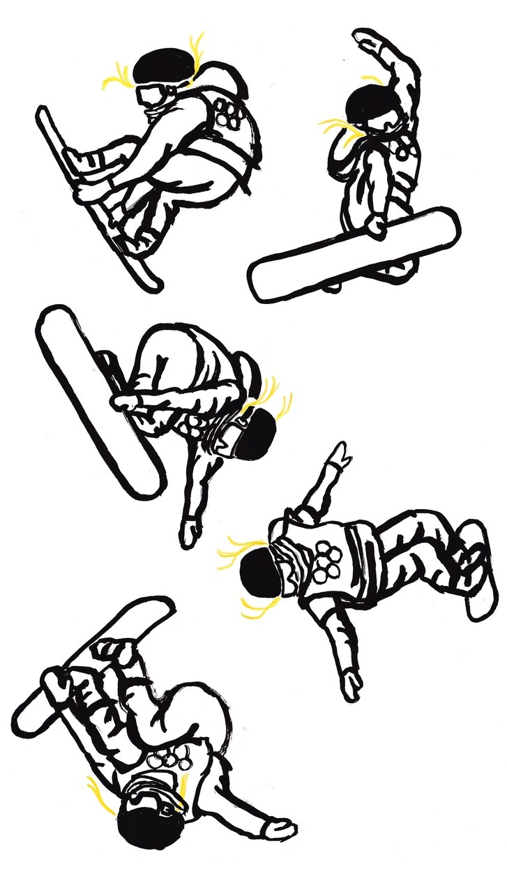 727x1246 Chloe Kim's Winter Olympics Gold Medal Half Pipe Run, Illustrated