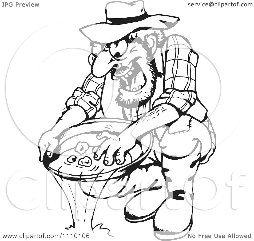 1080x1024 Clipart Black And White Man Panning For Gold