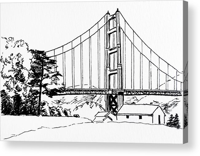 651x507 Golden Gate Bridge Black N White Acrylic Print By Masha Batkova