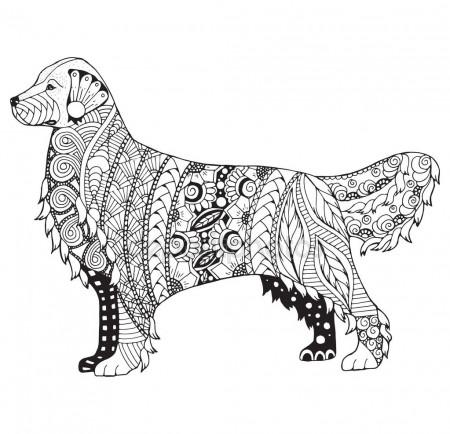 450x434 Golden Retriever Dog Zentangle Stylized Head, Freehand Pencil