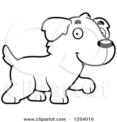 450x470 Cartoon Of A Black And White Cute Golden Retriever Puppy Walking