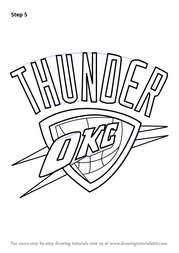 596x842 Learn How To Draw Oklahoma City Thunder Logo (Nba) Step By Step