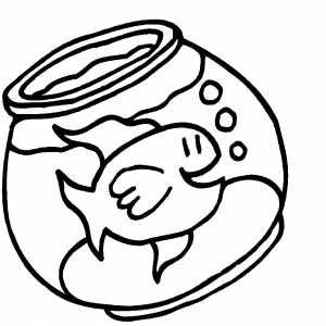 300x300 Happy Goldfish In Bowl Coloring Page