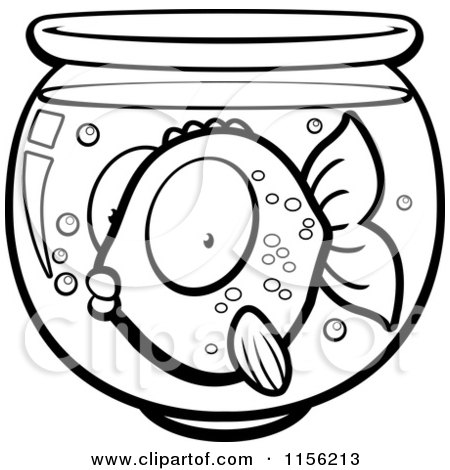 450x470 Cartoon Clipart Of A Black And White Surprised Goldfish In A Bowl