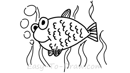 458x258 How To Draw A Cartoon Little Goldfish In The Water For Kids Easy