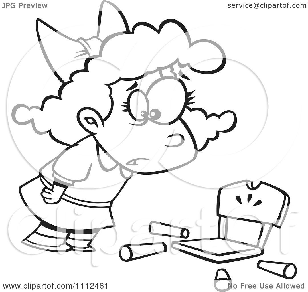 1080x1024 Clipart Outlined Girl Goldilocks With A Broken Chair