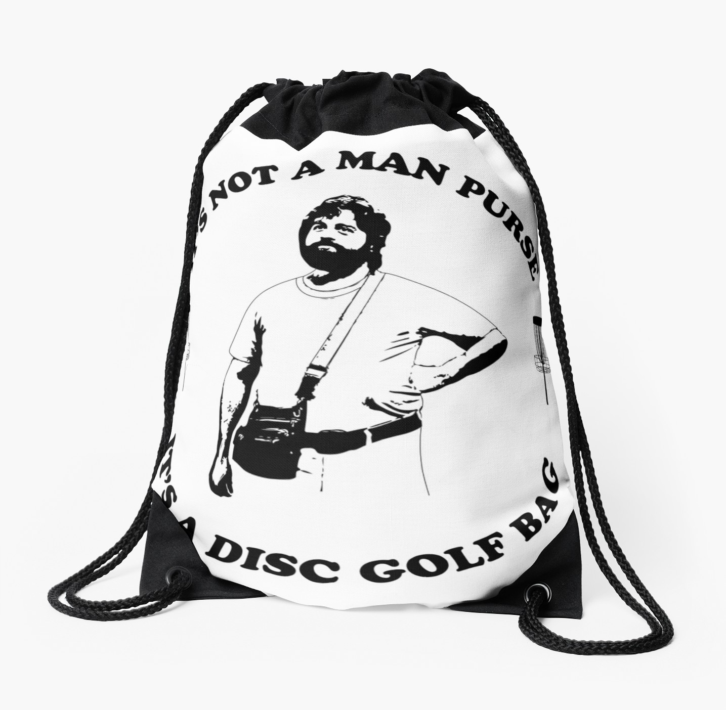 1435x1404 It's Not A Man Purse. It's A Disc Golf Bag. Drawstring Bags By